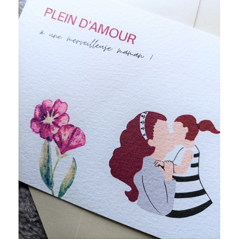 Carte aquarelle illustré "plein d'amour"